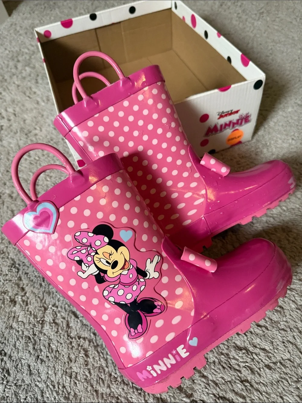 Excellent Condition • Disney Pink Polka Dot Minnie Mouse Rain Boots size 7/8